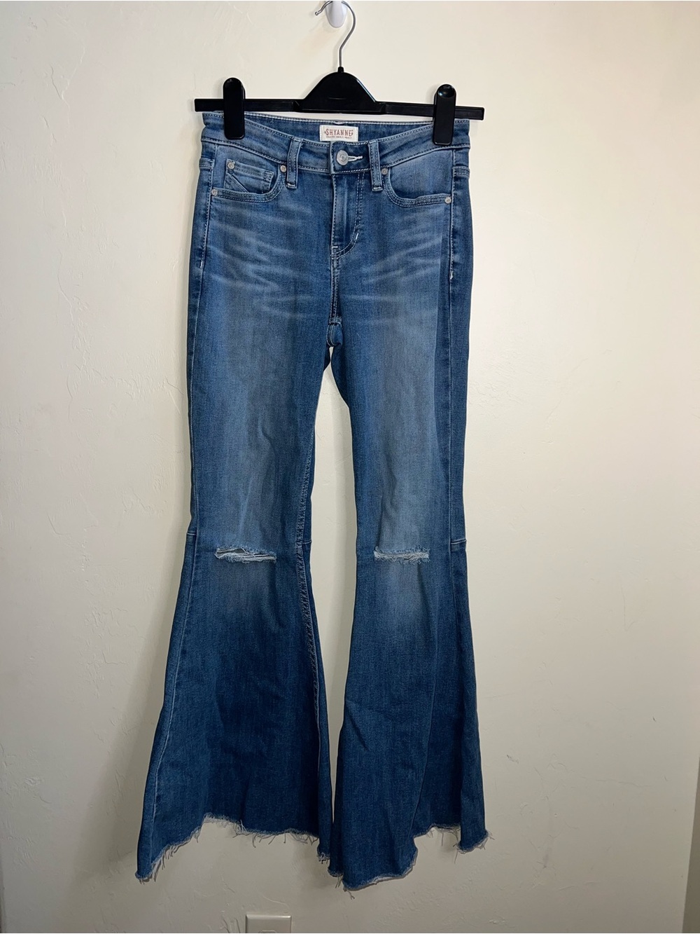 Shyanne Blue Distressed High-Rise Flare Jeans